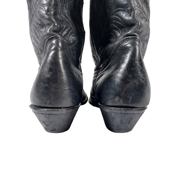 ACME! BLACK GENUINE LEATHER FANCY STITCHED WESTERN COWBOY POINTY BOOTS! SZ 7.5M - Picture 9 of 11